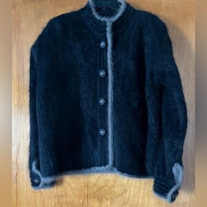 Angora Three piece set Black , Gray Women's Cardigan Hat , Scarf